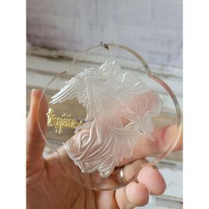 Clear Angel‎ rejoice cherub harp ornament Xmas vint